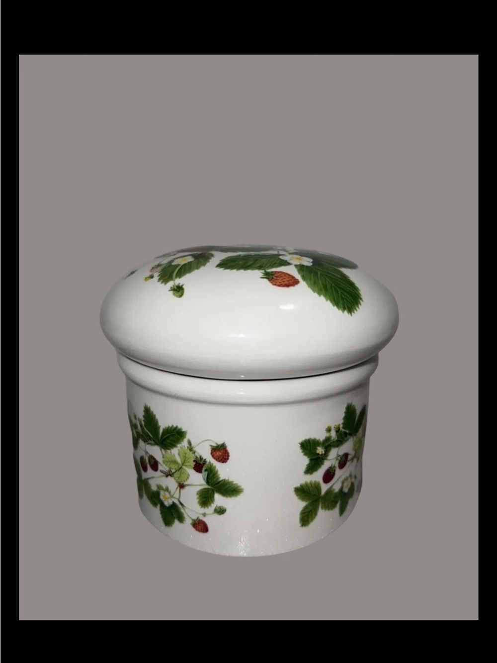 Portmeirion Summer Strawberries Marked Logo in Red on White Porcelain